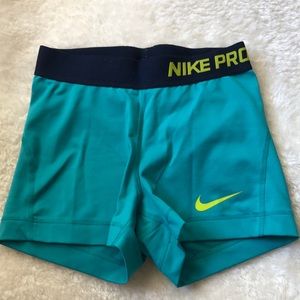 Nike Pro Dri Fit Spandex Shorts - Teal -XS